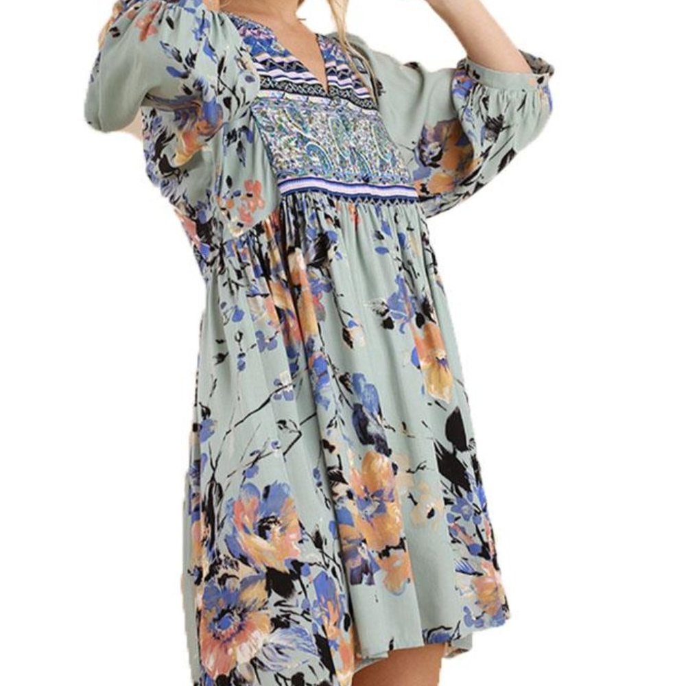 Umgee Bohemian Tunic Dress (Large)
